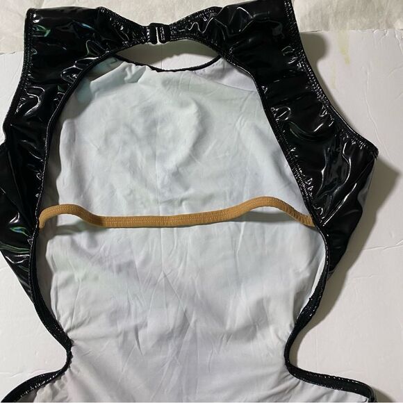 The Line up dance costume mature faux leather leotard DENISE LIQUID DRESS XL adl - Picture 5 of 9